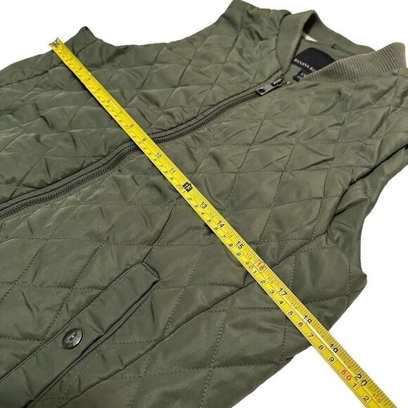 Banana Republic Green Quilted Puffy Puffer Zipper Layering Fall Outdoors Pockets - Picture 6 of 7